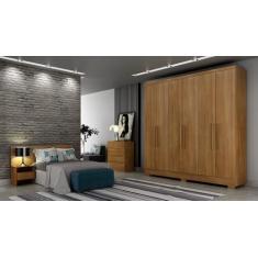 Guarda Roupa Solteiro com Pés 6 Portas 4 Gavetas - Milly-Cumaru - Móve