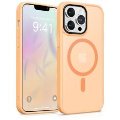 GONEZ Capa magnética para iPhone 13 Pro Max, compatível com MagSafe,[Proteção contra quedas de grau militar] [Antiimpressões digitais] Capa protetora fina translúcida fosca à prova de choque (laranja)