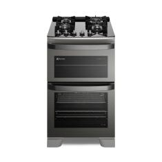 Fogão 4 bocas Electrolux Cinza Expert com Duplo Forno, Função Air fryer e Mesa de Vidro (FE4AD)