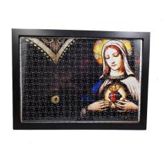 Quadro Quebra-Cabeça Coração De Maria 300 Peças + Terço - Reidopendriv