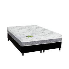 Cama Box Queen: Colchão Ortopédico Luckspuma D33/AG65 Aspen Super Firme + Base CRC Suede Black(158x198)