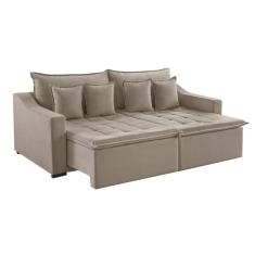 Sofá 3 Lugares 234cm Retrátil E Reclinável Amy Veludo Bege