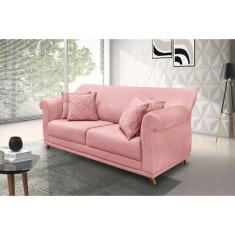 Sofá 2 Lugares 180cm Veludo Arras Spezzia Decor Rosa