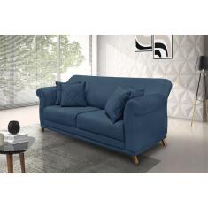Sofá 2 Lugares 180cm Veludo Arras Spezzia Decor Azul Marinho