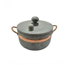 Panela De Pressão Pedra Sabão Alça De Cobre Com Pino 3,6 L
