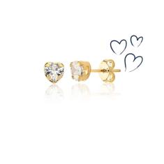 Brinco Heart Point Spot Revestido Em Ouro