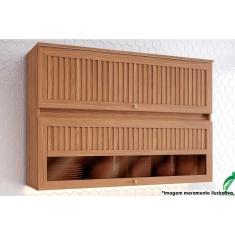 Armário Aéreo P/ Cozinha Requinte C/ 2 Portas Basculante Ripada C/ Vidro 120cm Nature - Henn