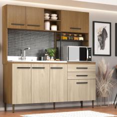 Cozinha Compacta 185 Cm Tais Com Pilastra Em Aço Xingu-araguaia