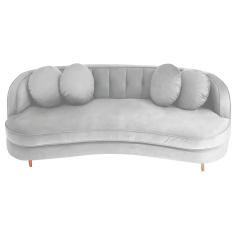 Sofá Curvo 3 Lugares Orgânico Sala Recepção Luxo Panamá 185cm Suede Branco