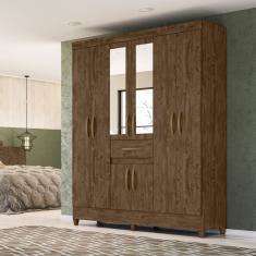 Guarda Roupa com Espelho 165x204cm Portugal Moval Castanho