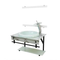 Gabinete de Vidro Para Banheiro Apx 60cm com Cuba Chapéu