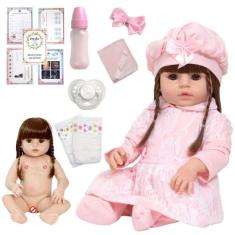 Boneca Bebe Reborn Nicole Corpo de Vinil 46cm Pode Dar Banho - Cegonha