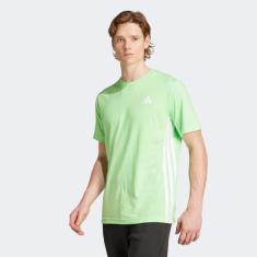 Camiseta Adidas Essentials 3 Listras Masculina, Verde, M