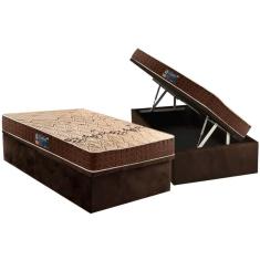 Conjunto Box Baú Solteiro: Colchão Espuma D Angelis D28 Confort + Base Crc Suede Brown (88x188)
