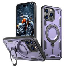SORAKA Capa para iPhone 15 Pro Max com suporte para anel,compatível com MagSafe Capa iPhone 15 Pro Max com placa de metal para suporte magnético para carro Capa resistente que absorve choques