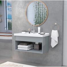 Gabinete Banheiro Em Mdf com Pia Cuba - Zoff - RIVERZZA, Gianduia