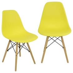 Kit 2 Cadeiras Charles Eames Eiffel Wood Design - Amarela - Magazine R