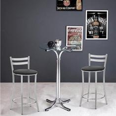 Conjunto 2 Banquetas Média 18 Unimóvel Cromado