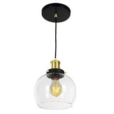 Lustre Pendente Château Bola Media Vidro Preto c/Gold 20cm