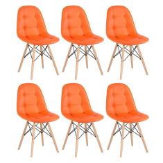 KIT - 6 x cadeiras estofadas Eames Eiffel Botonê - Madeira clara