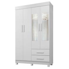 Guarda Roupa Copacabana New 4 Portas 2 Gavetas Com Espelho Benetil Móveis Branco