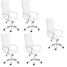 Conjunto com 5 Cadeiras de Escritório Presidente Giratória Office Sevilha Alta Branco