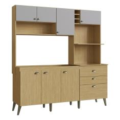 Armário de Cozinha Compacta 186,5cm com Torre Quente e Gabinete Pia Multimóveis CR20283