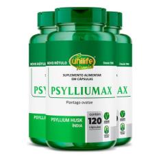 Kit 3 Psyllium Unilife Psylliumax 120 cáspulas