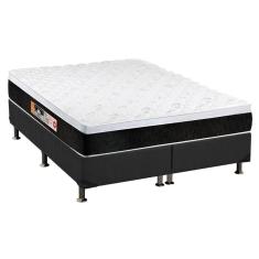 Cama Box King: Colchão Espuma D45 Castor Black e White AIR + Base CRC Suede Gray(193x203)
