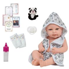 Boneca Reborn Bebê Carequinha Princesa Roupão Pandinha - Cegonha Rebor
