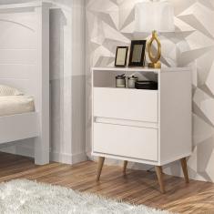 Mesa De Cabeceira Lotus 2 Gavetas Off White