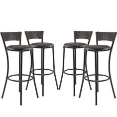 Kit 4 Banquetas Alta Forts Fibra Proteção UV Bancada, Área Gourmet, Ba