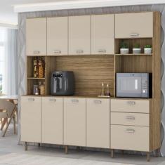 Cozinha Compacta Luiza 10 Portas 2 Gavetas Freijó/Vanilla - Panorama M