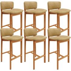 Kit 06 Banquetas Alta Para Cozinha Sala De Jantar Bar Dara L02 Couríssimo Fendi - Lyam Decor