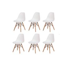 Kit 6 Cadeiras Charles Eames Eiffel Wood Design Branca
