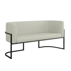 Sofá 2 Lugares Base Metal Preta Reforçada Recepção Bouclê Cor:bege