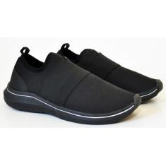 Tênis Preto Esport Fali Elástico Adadis Vansneki Slip On - Lig Shoes, 