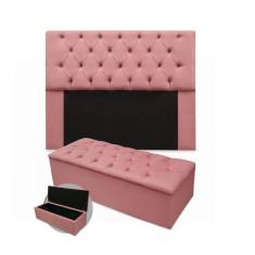 Kit Cabeceira Casal Mirage 140 cm Mais Calçadeira Mirage 140 cm Suede 