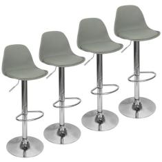 Kit 4 Banquetas Joly Luisa Giratória Regulável Base Giratória Cromada 