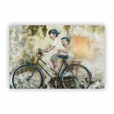 Quadro Canvas Arte Muro Bicicleta Crianças 60X40Cm - Plimshop