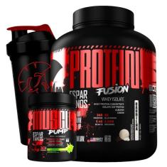 Combo Whey Fusion 1800G + Pré Treino Muscle Pump 300G + Copo - Morango-Unissex