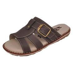 Chinelo Infantil Menino Tiras Largas Fivela Marrom