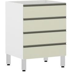 Balcão de Cozinha sem Tampo 60cm 4 Gavetas Pérola Luciane Móveis