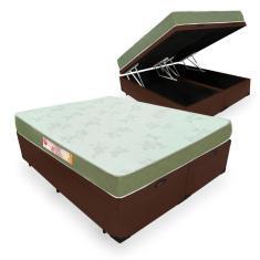 Cama Box Com Baú Super King Preta + Colchão De Espuma D33 - Castor - Sleep Max - 193x203x60cm