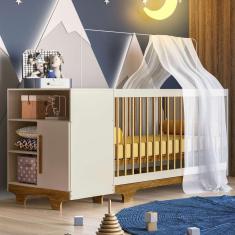 Quarto de Bebê Completo Flocos 100% Mdf 1 Porta Off White/Ypê 4106 - Tigus Baby