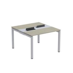 Mesa Plataforma Dupla com Pé de Aço para Coworking 110x120 Pdc11/12/2p Nogueira Casblanca/Cinza