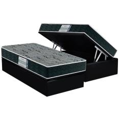 Conjunto Box Baú Solteiro: Colchão Espuma D33 Mega Resistente + Base Crc Suede Black(88x188)