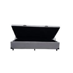 Cama Box Baú Solteiro Suede Cinza com 78cm de largura