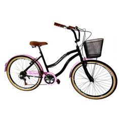 Bicicleta feminina adulto aro 26 com aros reforçados Preto - Maria Cla