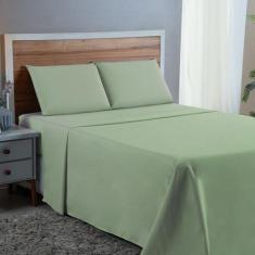 Lençol Cama de Casal 04 peças com Elástico Percal 300 Fios 100% Algodã